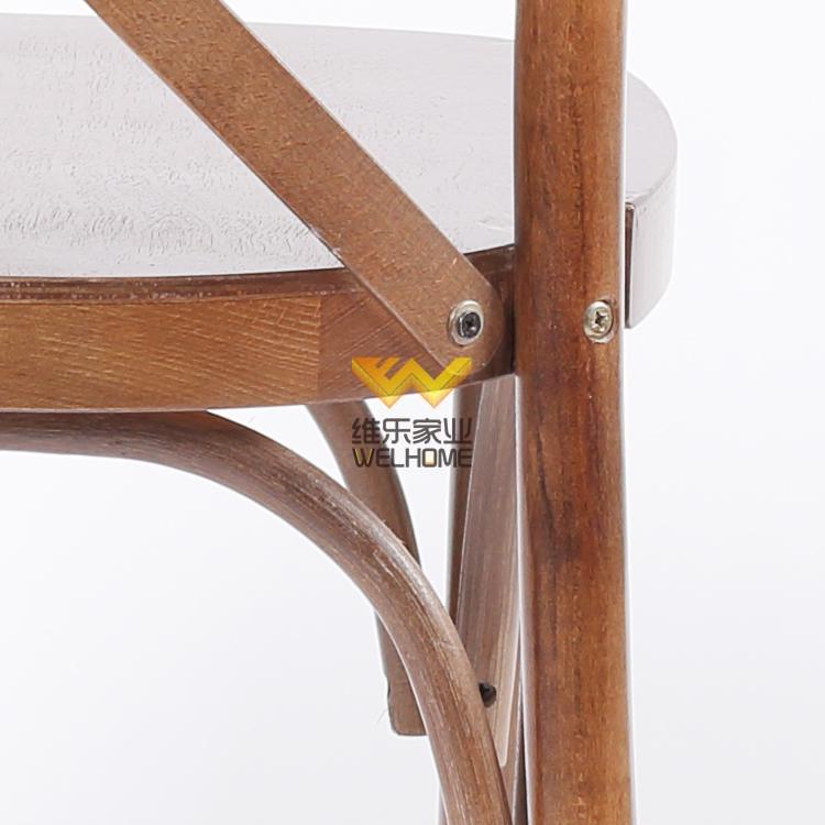 vintage oak wooden crossback chair for wedding rental
